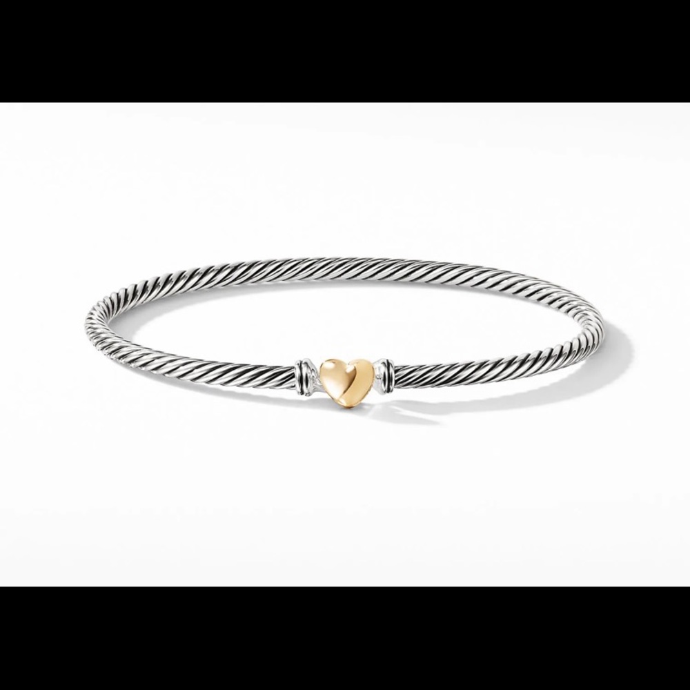 David Yurman Cable Heart Bracelet w/ 18K Gold, NWT